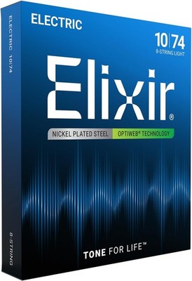 Elixir  Saiten 8-Saiter E-Gitarrensaiten mit OPTIWEB  Beschichtung, Light (
