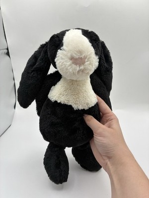 RARE Retired Jellycat Bashful Bunny Dutch 12” Black & White Cream