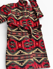 Vintage Woolrich Southwestern Fleece Robe Belted Aztec Blanket Coat Medium