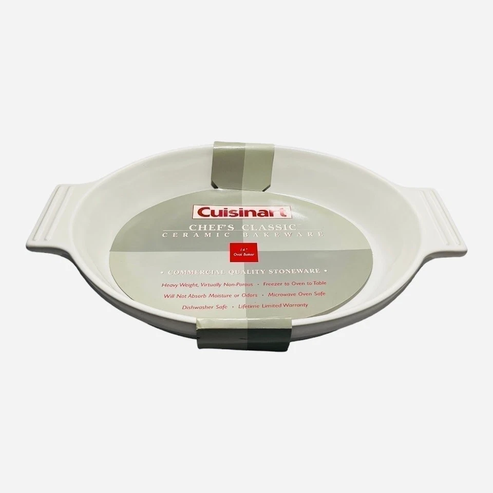 Lifetime Casserole CUISINART Chefs Classic Ceramic White Glazed Oval Baking Dish - Image 2 of 4