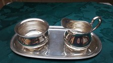 Zucker Sahne Set mit Tablett 925 Sterling Silber
