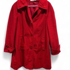 Vintage Sherwood Wool Pea Coat Jacket Red Women’s 14 USA Made Mid Length Classic