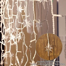 Twinkle Star Dripping Christmas Icicle Lights with Bethlehem Star – 150 LED