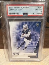 CeeDee Lamb Rookie Card 2020 Panini Playoff #207 PSA 8. rookie card picture