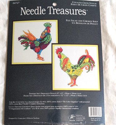 Needle Treasures Stitch Kit CHICKEN SOUP & EGG SALAD Contains 2 x 8'' Designs SIP