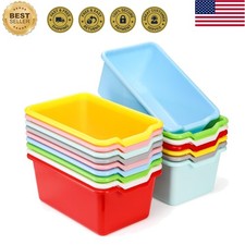 16 Pack Cubby Bins Classroom Toys Bins, Plastic Books Storage Bins, Easy-to-G...