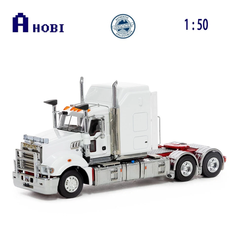 Drake 1:50 Mack Superliner Late Edition White Red Chassis Model Replica