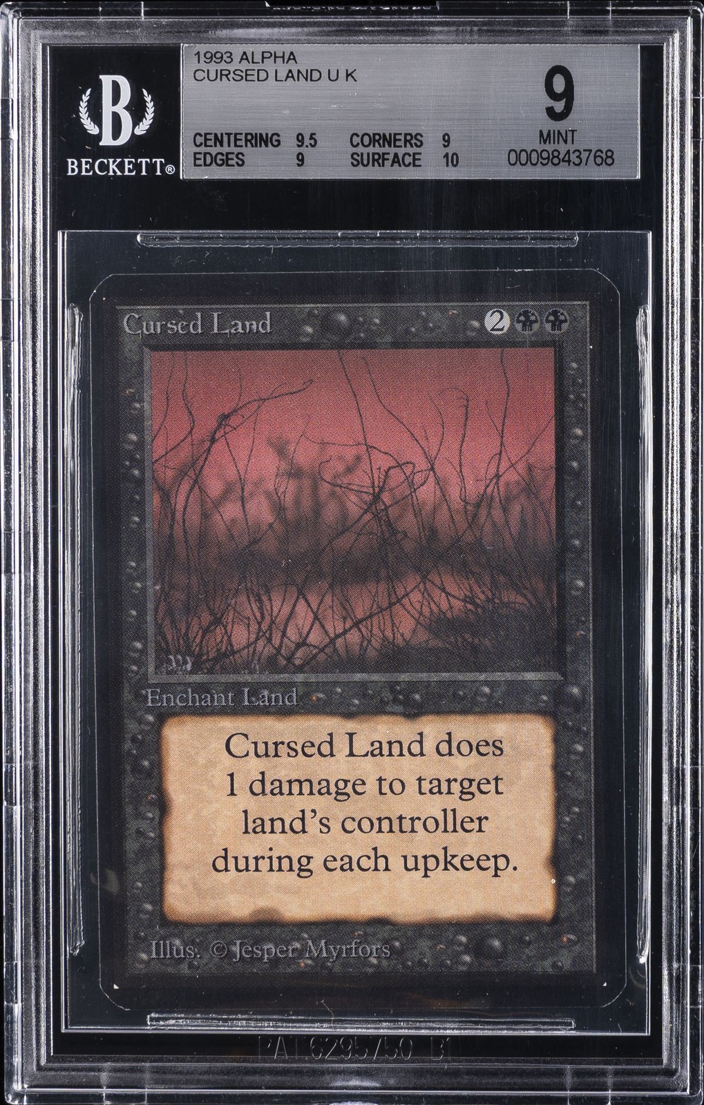 1993 MAGIC THE GATHERING ALPHA UNCOMMON CURSED LAND BGS 9