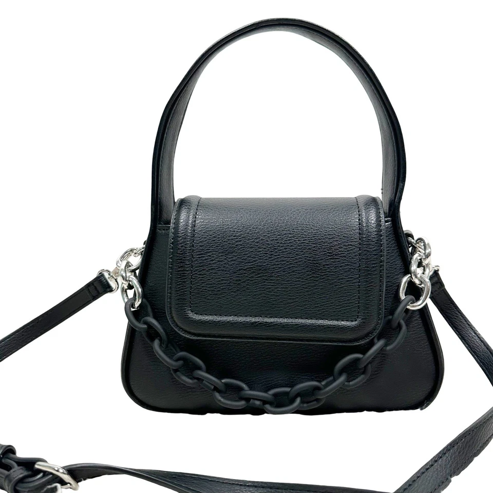 BCBGeneration Black Small Satchel Handbag Crossbody Black Chain Chic Classic - Image 2 of 4
