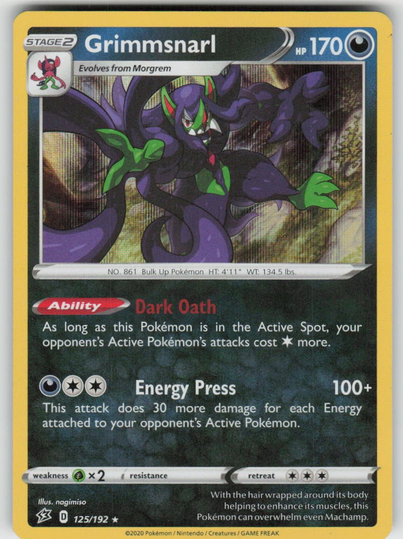 Holo Grimmsnarl 125/192 Rare Rebel Clash Near Mint