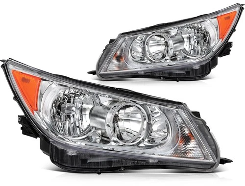 Pair Halogen Headlights w/Bulbs For 2010-2013 Buick LaCrosse Chrome Amber