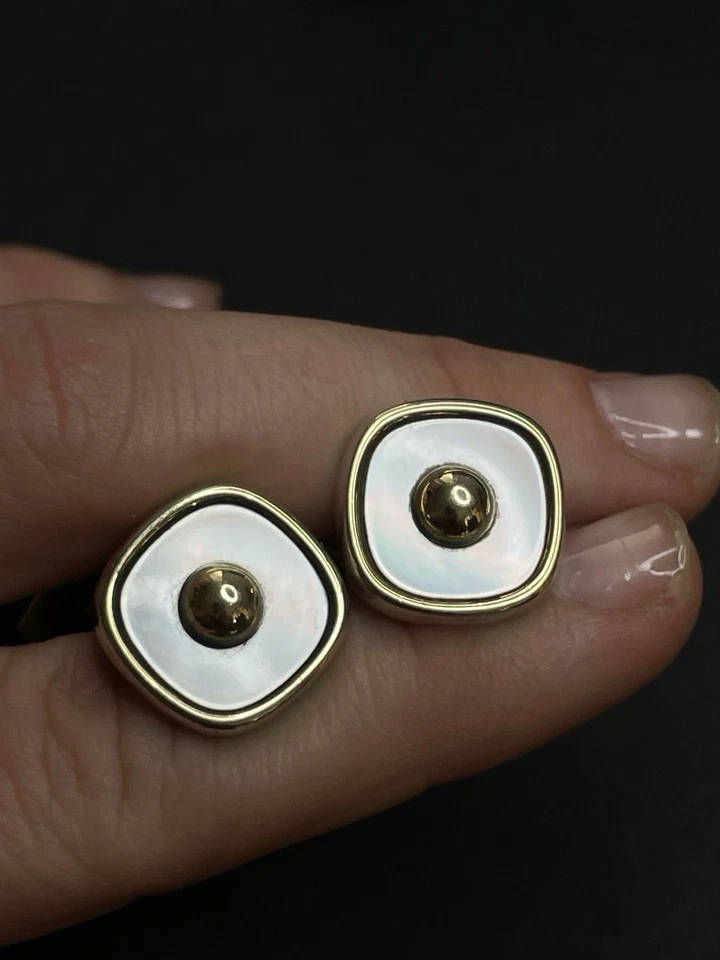 Vintage Manschettenknöpfe Wilhelm Müller Silber 835 Goldfront Perlmutt Laurin - Bild 4 von 4