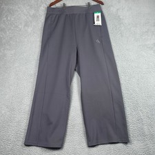 Adidas High-Waisted Relaxed Wide Leg Active Womens Pants Grey Strata NEW