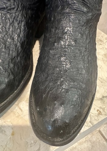 Lucchese 2000 Black Smooth Ostrich Leather Boots Size 10EE Western Mens - Picture 12 of 16