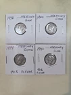 Lot Of 4  Roosevelt Dimes 10c 90% Silver. 1934, 1936, 2-1940