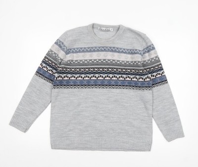 Pure & Natural Damen Strickpullover grau Fair Isle M