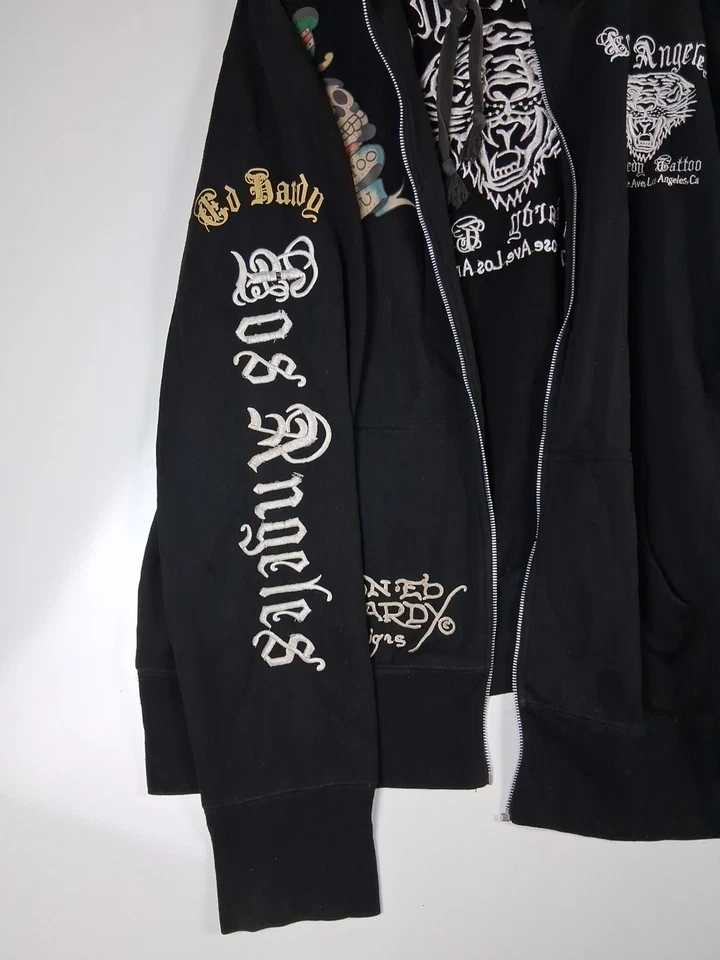 EdHardy Y2k 3xl Christian Dior Full Zip Hoodie Longsleeve Jacket HipHop No Zippr - Изображение 2 из 4