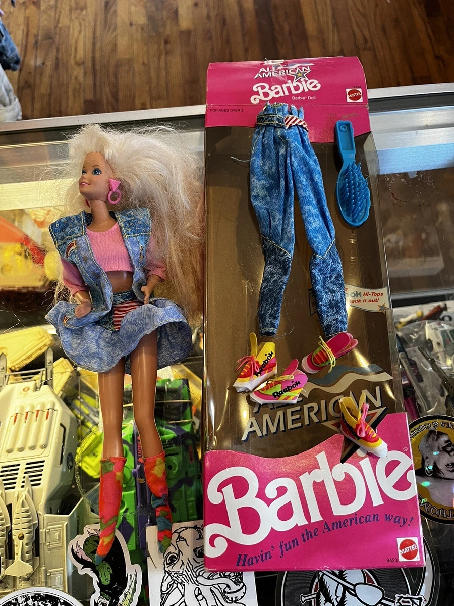 Barbie 1990 All American Doll Mattel 9423 Reebok Shoes Blonde 90s Open Box