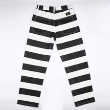 Pantalones de prisionero de lona de peso pesado clásicos estilo motociclista pantalones a rayas