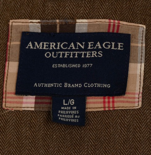 American Eagle Outfitters Mens Sport Jacket Size L Two Button Brown Herringbone - Picture 13 of 20
