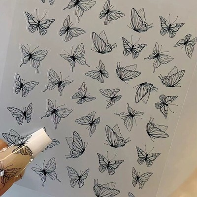 Liquid Butterfly Nail Art Stickers Self-Adhesive Glitter DIY Nail Decoration