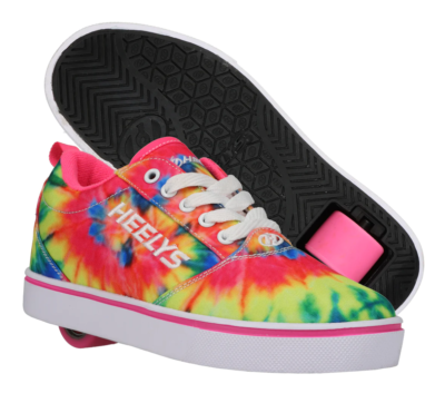 HEELYS Girls Pro 20 Prints Wheeled Heel Shoe Neon Pink/Multi Tie Dye 7Y Big  Kid