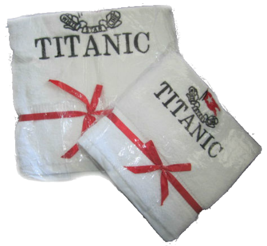 タイタニック　乗船券　ティータオル NEW TITANIC FIRST CLASS PASSENGER COURTESY FACE & BATH