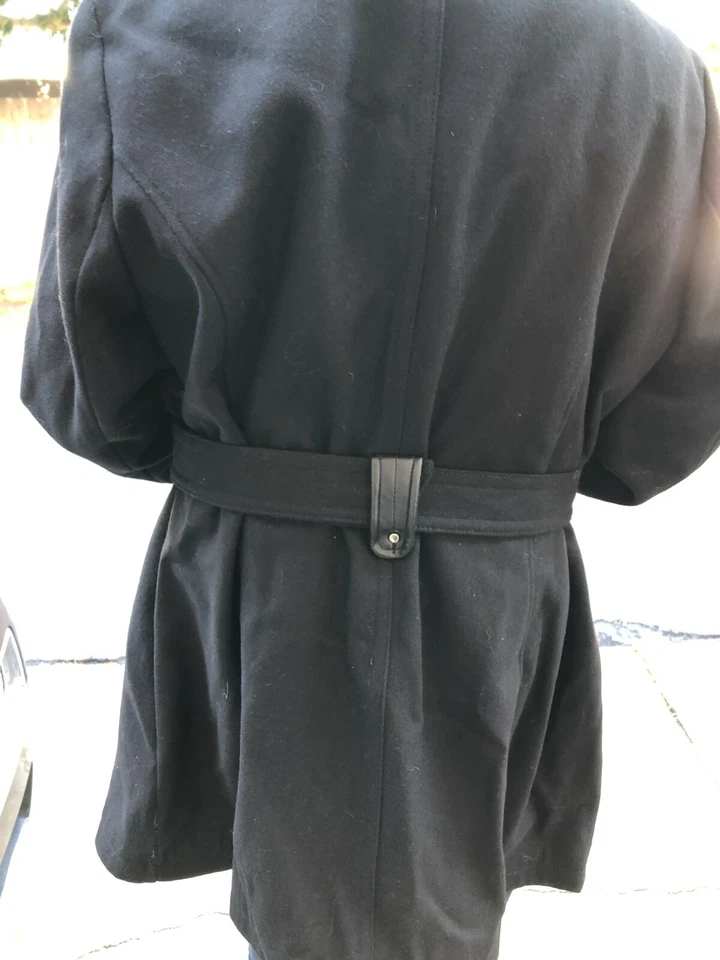 $240 Women's Apt. 9® Belted Hooded wool/poly Parka BLACK  Size 1X - Image 3 of 4