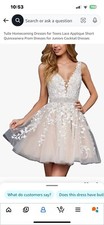 Tulle Homecoming Prom Dress - Teen Size 8 or 10 - Lace Appliqu Short Quincenera