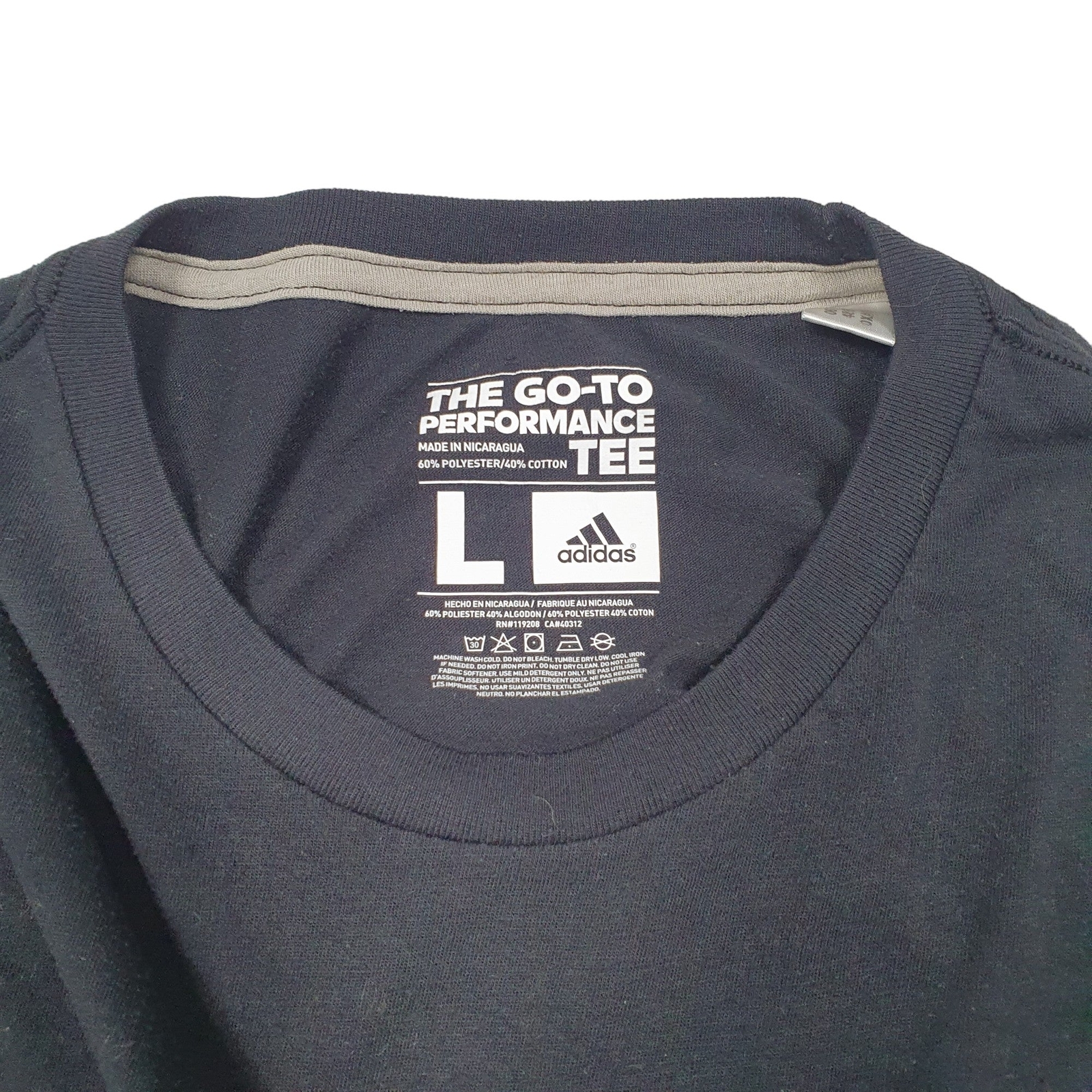 ADIDAS Black T Shirt Tee Go To Performance Tee Spellout Climalite Short Sleeve L image 3
