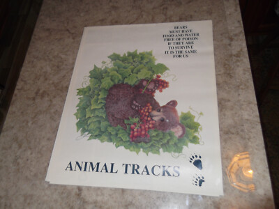 Vintage 1992 Animal Tracks Poster (Bear) Wal-Mart Stores Inc