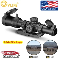 Tactical 1-6x24 Rifle Scope Red illuminated BDC Reticle ON .223/5.56 & .308/7.62