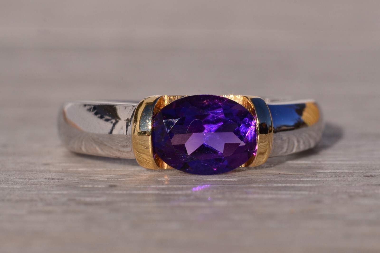 Contemporary Two Tone Amethyst Ring - image 6