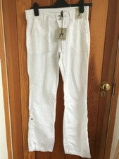 primark white black linen cotton thin roll up lightweight straight trousers 6