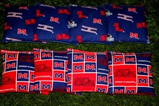 Cornhole Bean Bags Set of 8 ACA Regulation Bags UNIV. OF MISSISSIPPI OLE MISS