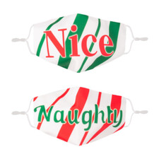 Olivia Miller Kids Holiday Christmas 2 pck Face Mask Boys Girls Naughty Nice Red