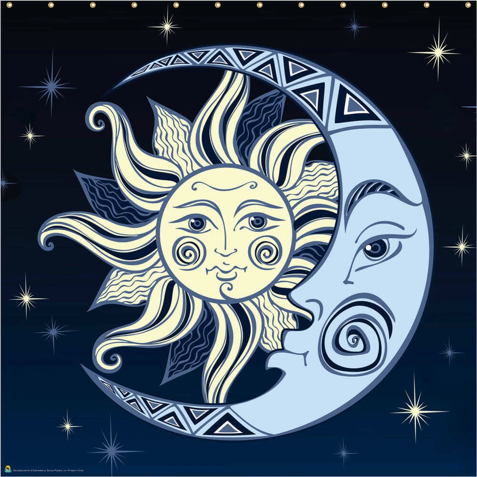 Cortina de ducha de tela celeste Swag con 12 ganchos blancos - 72" x 72" Foto 2 de 4