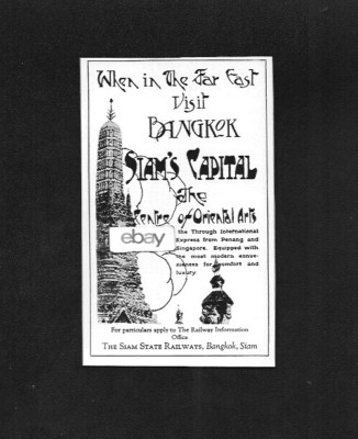 SIAM STATE RAILWAY WHEN IN FAR EAST VISIT BANGKOK CENTRE ORIENTAL ART 1929 AD