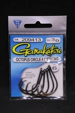 Gamakatsu Octopus Hooks Circle 4X Strong Straight Eye - Size 3/0 - Pack of 6