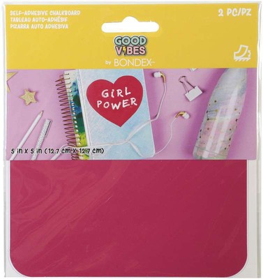 Bondex Good Vibes Iron-On Chalkboard Patches 5''X5'' 2/Pkg Hot Pink