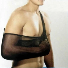 Orthopedic Arm Sling With Pad Shoulder Immobilizer Black Mesh Fabric (S-M-L)