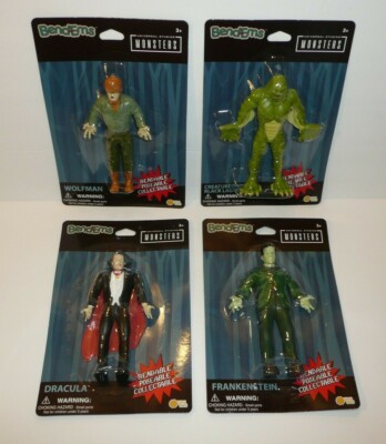 Universal Studios Monsters Bend-Ems Creature Black Lagoon Dracula Wolfman Set