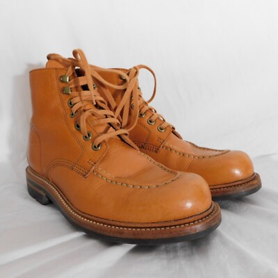 Grant Stone Mens Sz 6.5 D Brass Boots Tan Essex Lace Up