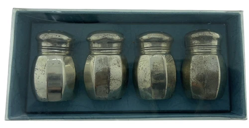 et of 4 Vintage REED & BARTON Mini Sterling Silver Salt & Pepper Sha (CSC047123)