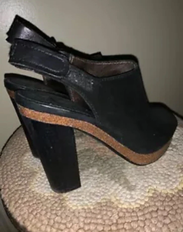 APEPAZZA Tacones Altos Cuero Genuino Gamuza Cordones Plataformas Corcho Talla 10 ❤️ Foto 3 de 4