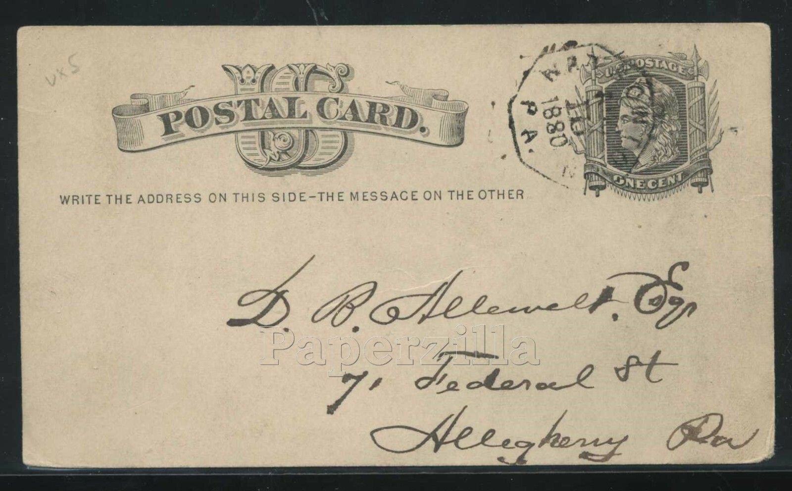 Rare PA Watsontown UDB POSTAL CARD 1880 MESSAGE about LILLIE HAS