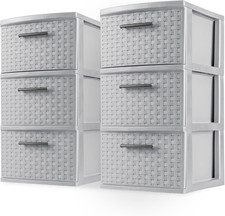 2 Pack Medium 3 Drawer Storage Tower - Stylish Plastic Organizer for Any Room