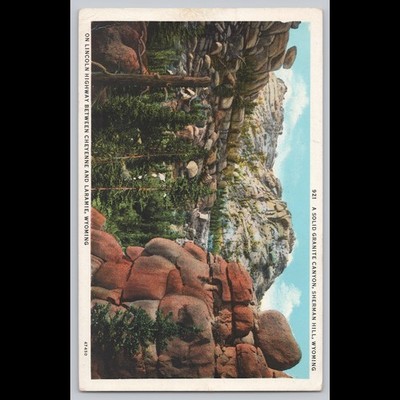 Antique Postcard A Solid Granite Canyon Sherman Hill Wyoming