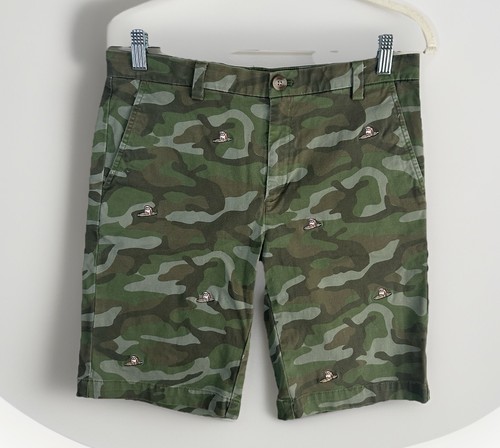 Vineyard Vines Camo Breaker Shorts Boys Size 18 Embroidered Dog Surfboard Preppy