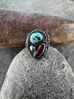Vintage Navajo Men’s Sterling Silver & Coral Ring Native American Large 9.5